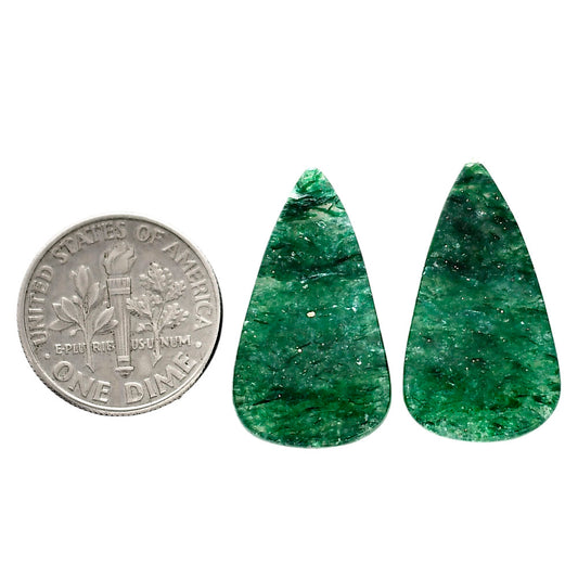 Green Aventurine Pair 13.8x24.7x4 mm Pear Shape Polished Gemstone LS76-04785