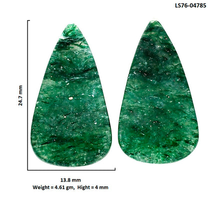 Green Aventurine Pair 13.8x24.7x4 mm Pear Shape Polished Gemstone LS76-04785