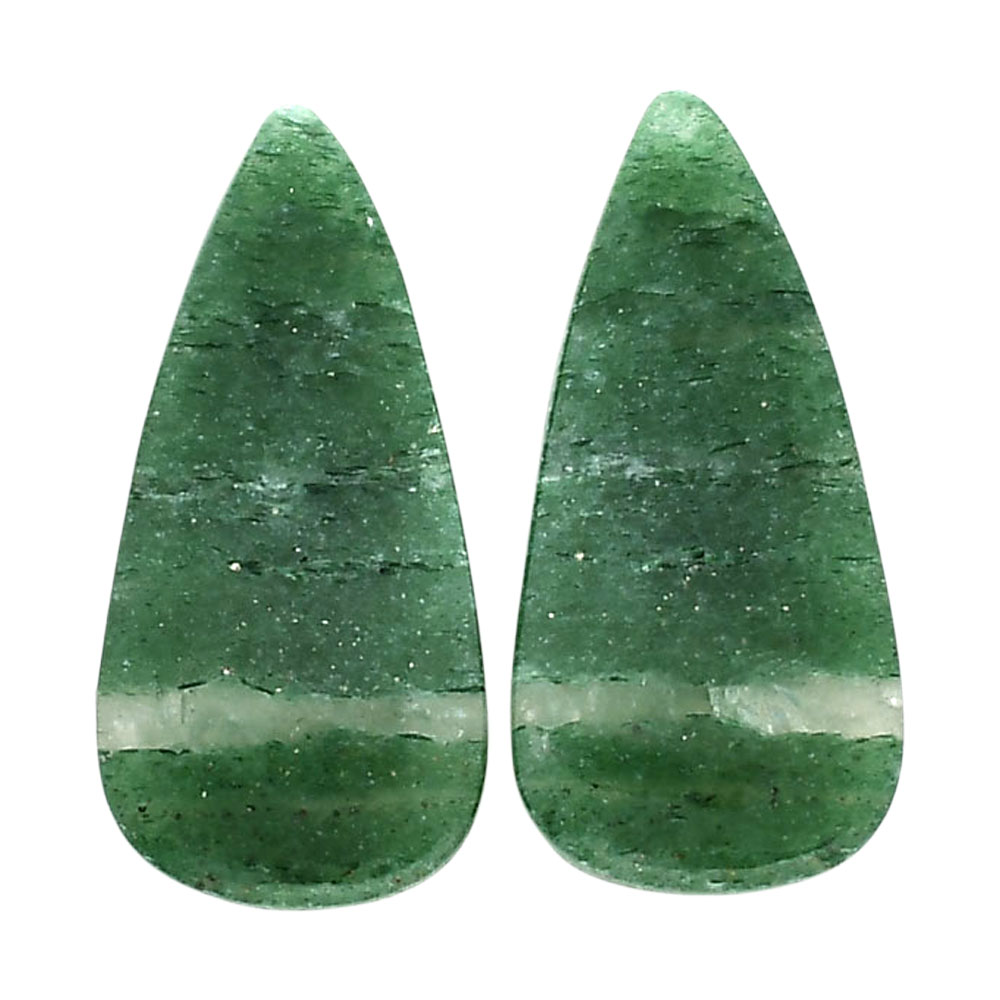 Green Aventurine Pair 12.8x26.25x4 mm Pear Shape Polished Gemstone LS76-04786