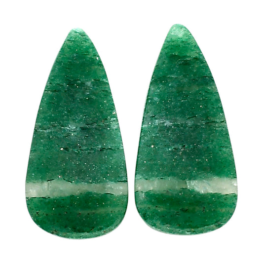 Green Aventurine Pair 12.8x26.25x4 mm Pear Shape Polished Gemstone LS76-04786