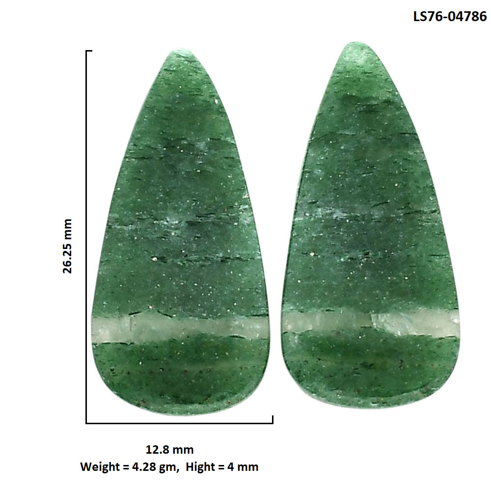 Green Aventurine Pair 12.8x26.25x4 mm Pear Shape Polished Gemstone LS76-04786