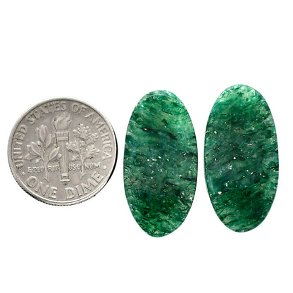 Green Aventurine Pair 12.1x23.9x4 mm Oval Shape Polished Gemstone LS76-04787