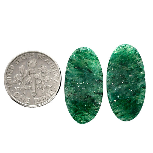 Green Aventurine Pair 12.1x23.9x4 mm Oval Shape Polished Gemstone LS76-04787