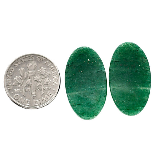 Green Aventurine Pair 13.25x23.3x4 mm Oval Shape Polished Gemstone LS76-04788