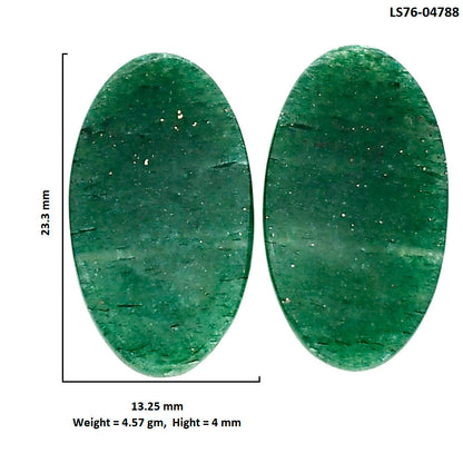 Green Aventurine Pair 13.25x23.3x4 mm Oval Shape Polished Gemstone LS76-04788