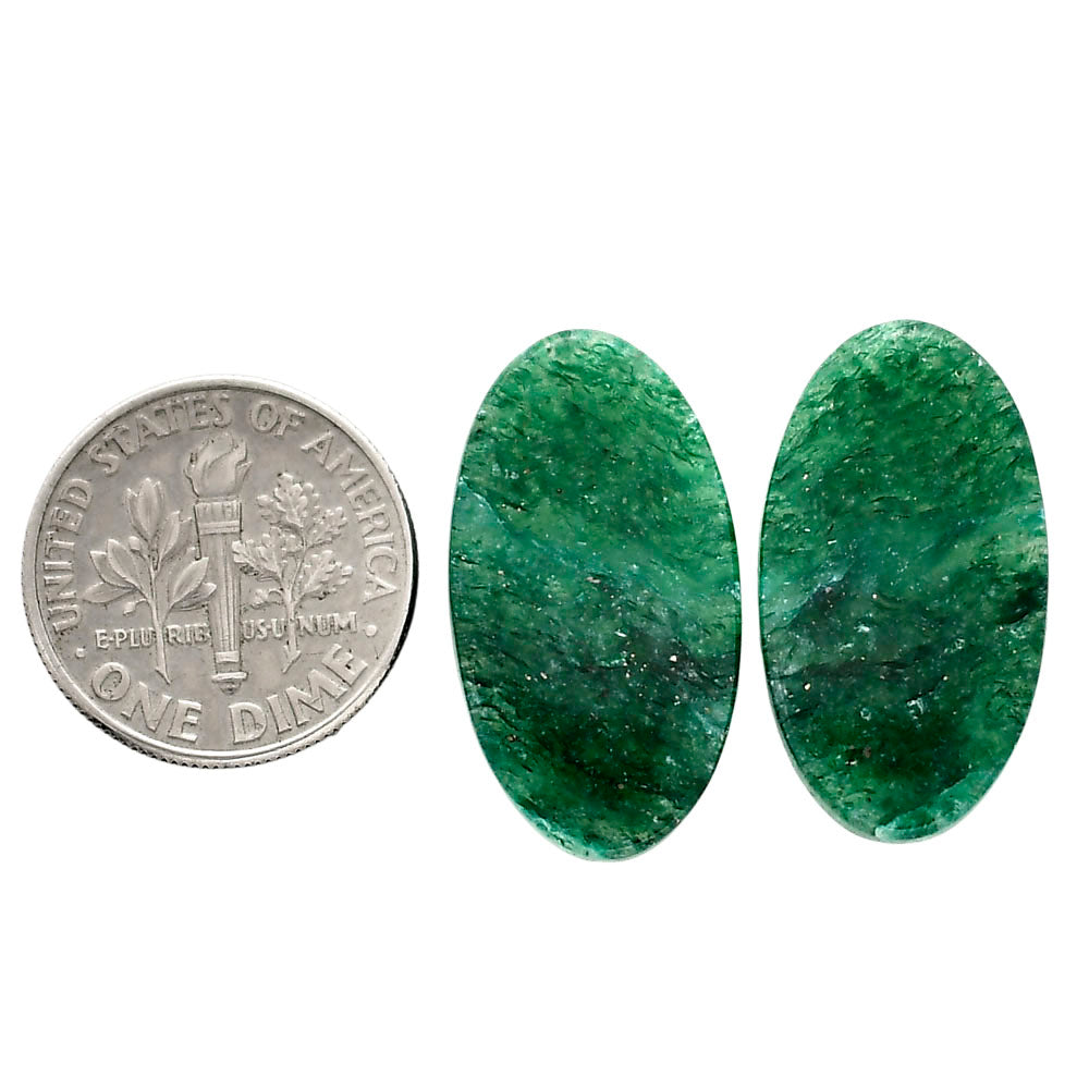 Green Aventurine Pair 13.1x23.8x4 mm Oval Shape Polished Gemstone LS76-04789
