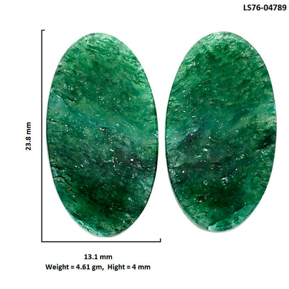 Green Aventurine Pair 13.1x23.8x4 mm Oval Shape Polished Gemstone LS76-04789