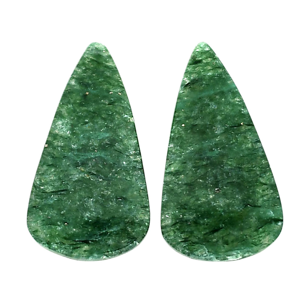 Green Aventurine Pair 14.2x25.5x4 mm Pear Shape Polished Gemstone LS76-04790