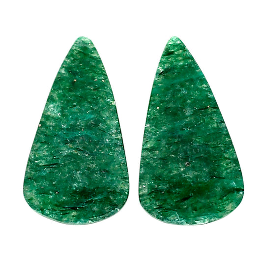 Green Aventurine Pair 14.2x25.5x4 mm Pear Shape Polished Gemstone LS76-04790