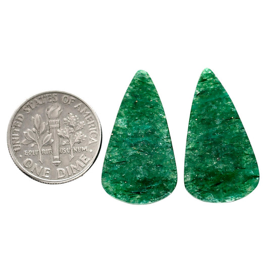 Green Aventurine Pair 14.2x25.5x4 mm Pear Shape Polished Gemstone LS76-04790