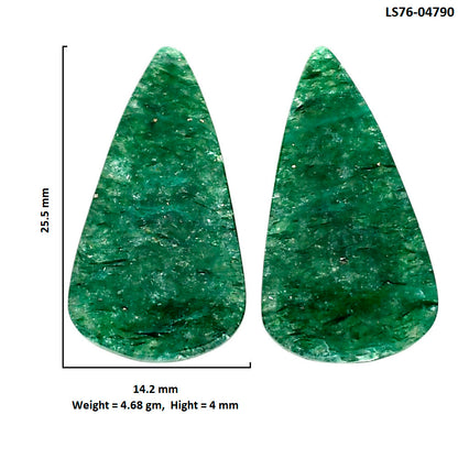 Green Aventurine Pair 14.2x25.5x4 mm Pear Shape Polished Gemstone LS76-04790
