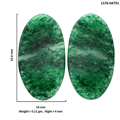 Green Aventurine Pair 14x25.6x4 mm Oval Shape Polished Gemstone LS76-04791