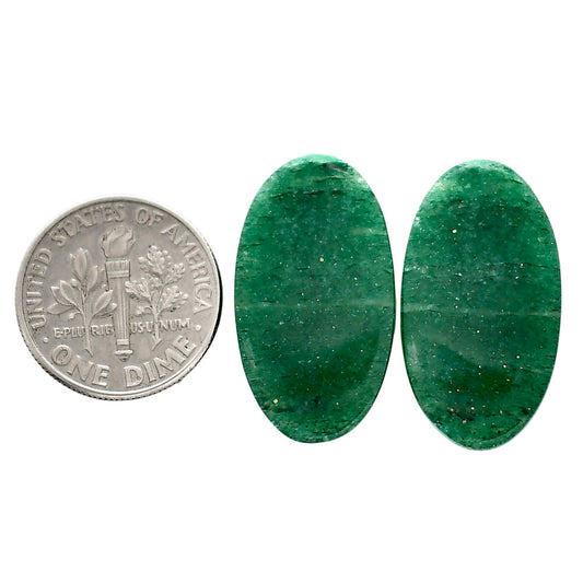 Green Aventurine Pair 14x25x4 mm Oval Shape Polished Gemstone LS76-04792