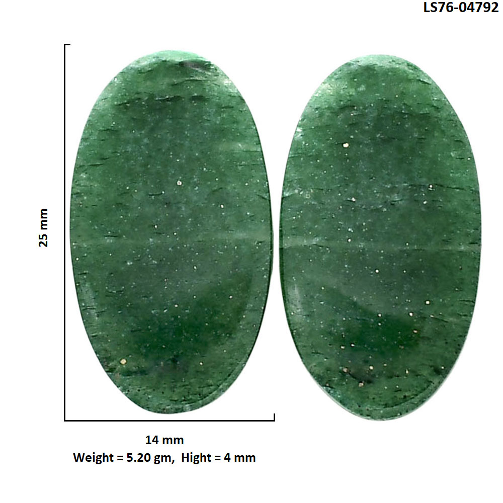 Green Aventurine Pair 14x25x4 mm Oval Shape Polished Gemstone LS76-04792