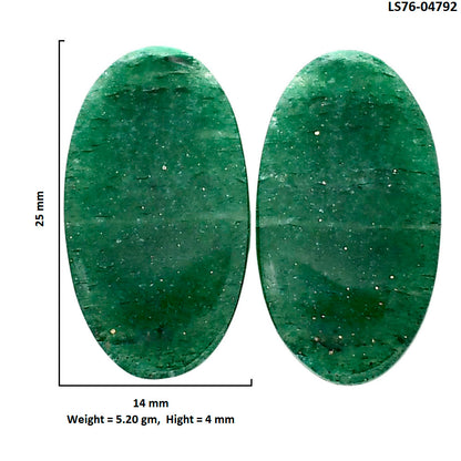 Green Aventurine Pair 14x25x4 mm Oval Shape Polished Gemstone LS76-04792