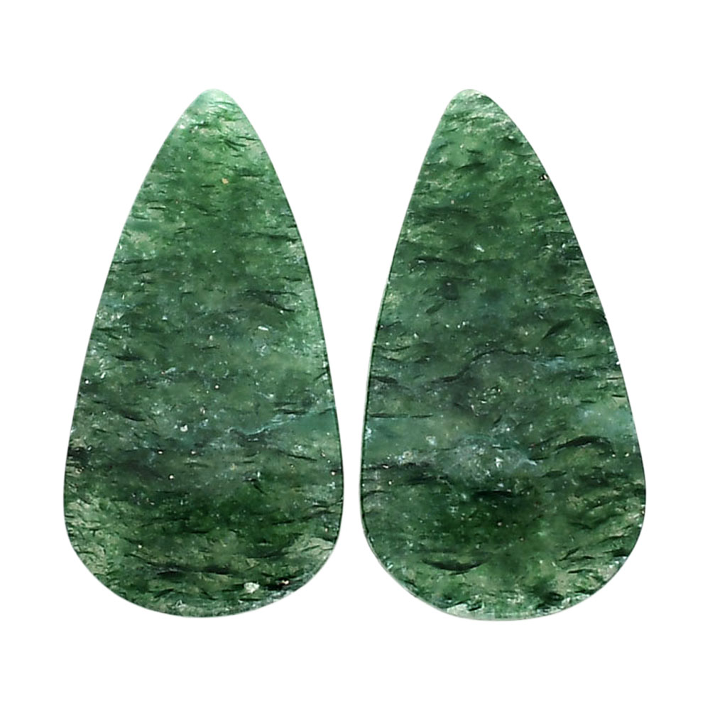 Green Aventurine Pair 14.8x27.7x4 mm Pear Shape Polished Gemstone LS76-04793