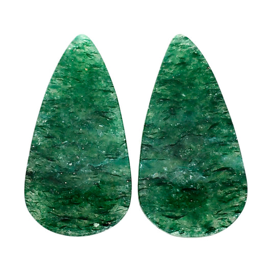 Green Aventurine Pair 14.8x27.7x4 mm Pear Shape Polished Gemstone LS76-04793