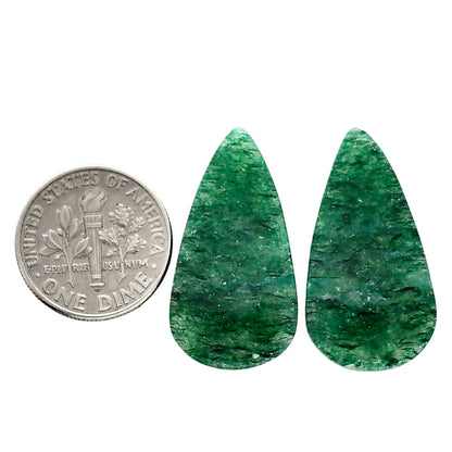 Green Aventurine Pair 14.8x27.7x4 mm Pear Shape Polished Gemstone LS76-04793