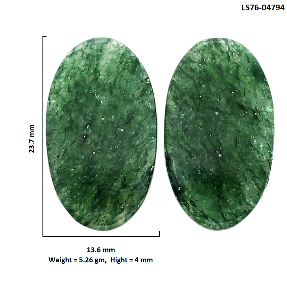 Green Aventurine Pair 13.6x23.7x4 mm Oval Shape Polished Gemstone LS76-04794