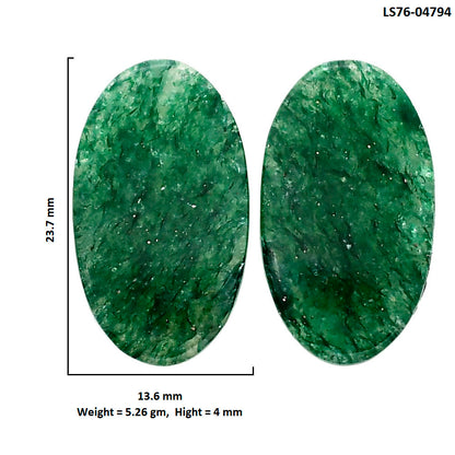 Green Aventurine Pair 13.6x23.7x4 mm Oval Shape Polished Gemstone LS76-04794
