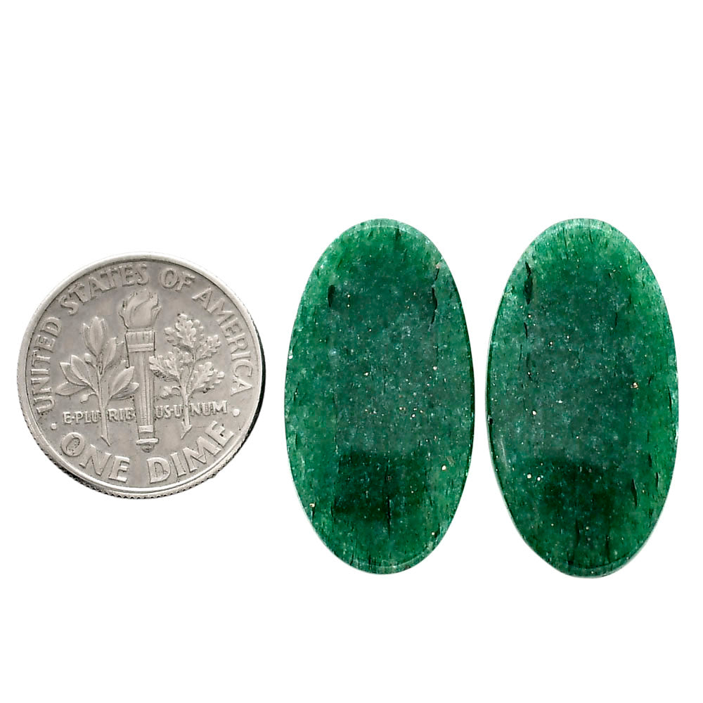 Green Aventurine Pair 13.9x25.8x4 mm Oval Shape Polished Gemstone LS76-04795