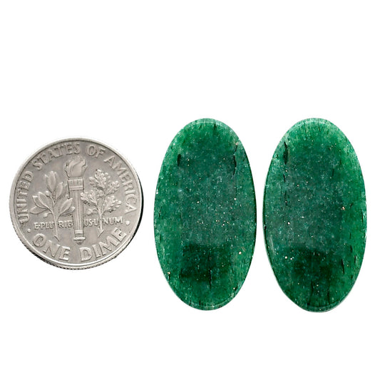 Green Aventurine Pair 13.9x25.8x4 mm Oval Shape Polished Gemstone LS76-04795