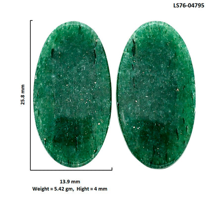 Green Aventurine Pair 13.9x25.8x4 mm Oval Shape Polished Gemstone LS76-04795