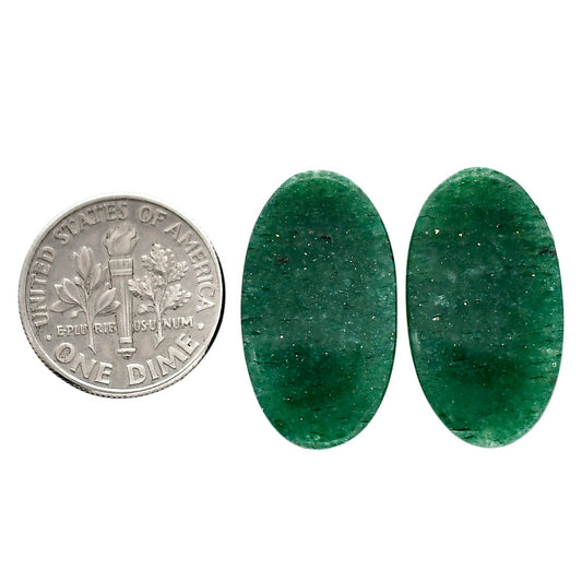 Green Aventurine Pair 13.6x24.2x4 mm Oval Shape Polished Gemstone LS76-04796