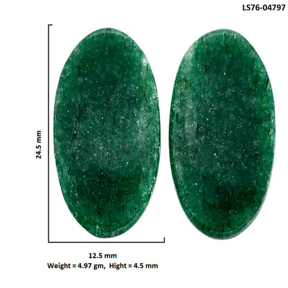 Green Aventurine Pair 12.5x24.5x4.5 mm Oval Shape Polished Gemstone LS76-04797