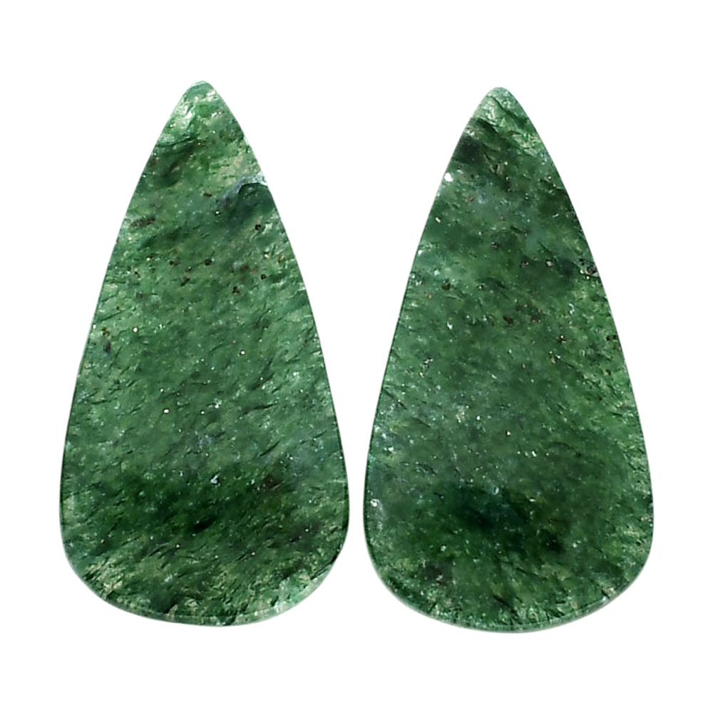 Green Aventurine Pair 14.6x27.4x4 mm Pear Shape Polished Gemstone LS76-04798