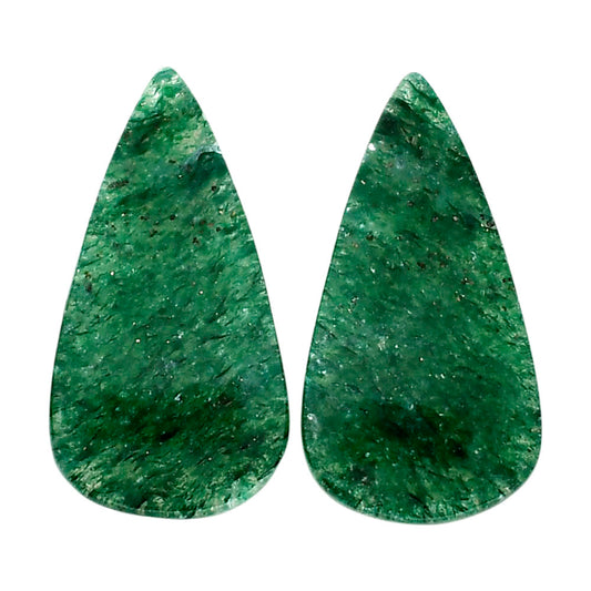 Green Aventurine Pair 14.6x27.4x4 mm Pear Shape Polished Gemstone LS76-04798