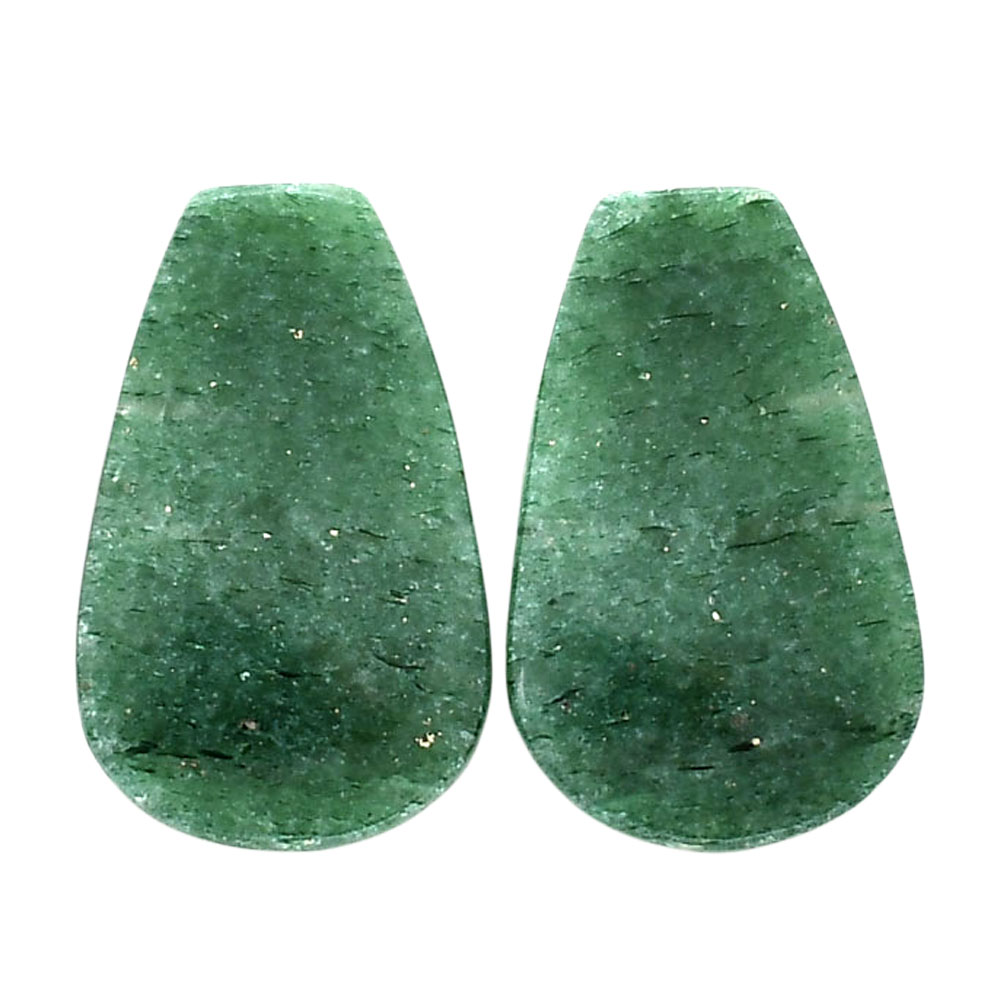 Green Aventurine Pair 14.5x23.2x4 mm Fancy Shape Polished Gemstone LS76-04799