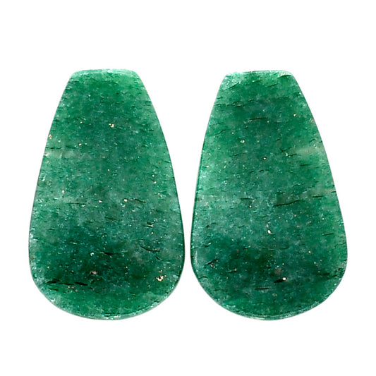 Green Aventurine Pair 14.5x23.2x4 mm Fancy Shape Polished Gemstone LS76-04799
