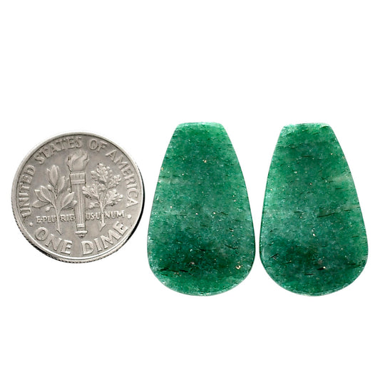 Green Aventurine Pair 14.5x23.2x4 mm Fancy Shape Polished Gemstone LS76-04799