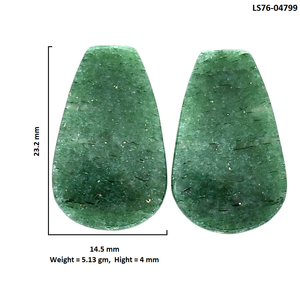 Green Aventurine Pair 14.5x23.2x4 mm Fancy Shape Polished Gemstone LS76-04799