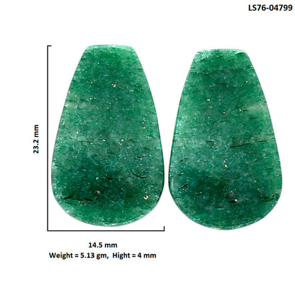 Green Aventurine Pair 14.5x23.2x4 mm Fancy Shape Polished Gemstone LS76-04799