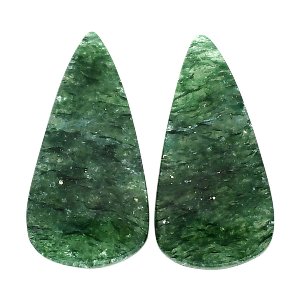 Green Aventurine Pair 13.1x25.5x4 mm Pear Shape Polished Gemstone LS76-04800