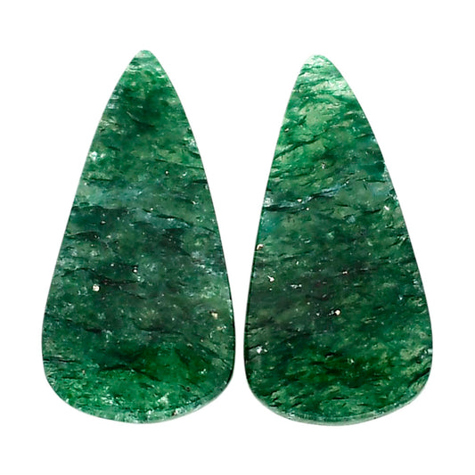 Green Aventurine Pair 13.1x25.5x4 mm Pear Shape Polished Gemstone LS76-04800
