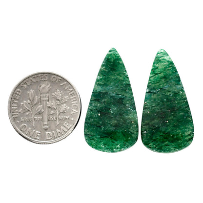 Green Aventurine Pair 13.1x25.5x4 mm Pear Shape Polished Gemstone LS76-04800