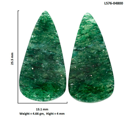 Green Aventurine Pair 13.1x25.5x4 mm Pear Shape Polished Gemstone LS76-04800
