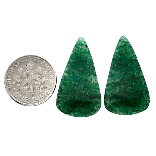 Green Aventurine Pair 15.6x27.5x4 mm Pear Shape Polished Gemstone LS76-04801