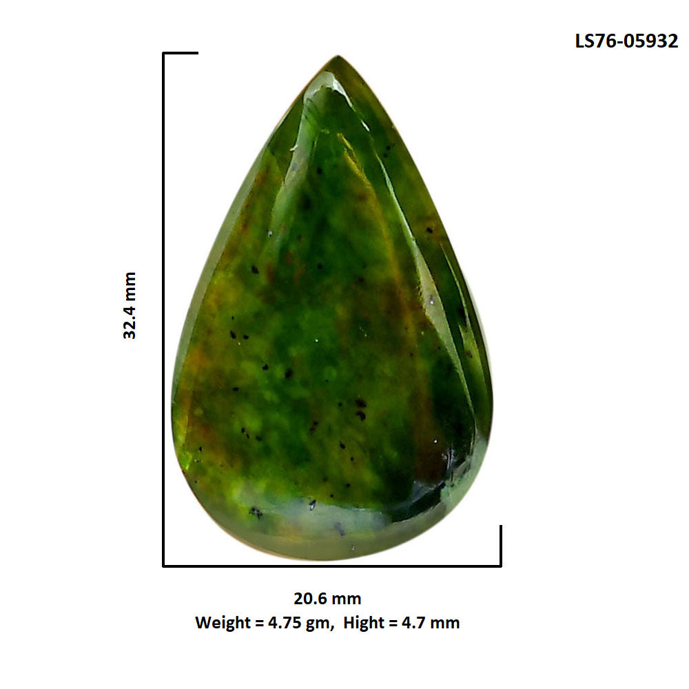 Nephrite Jade 20.6x32.4x4.7 mm Pear Shape Polished Gemstone LS76-05932