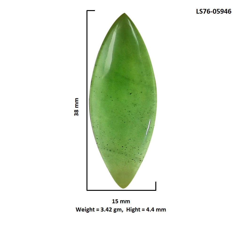 Nephrite Jade 15x38x4.4 mm Marquise Shape Polished Gemstone LS76-05946