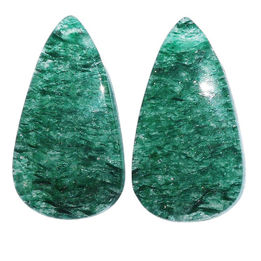 Green Aventurine Pair 13.1x24.1x4 mm Pear Shape Polished Gemstone LS76-07286