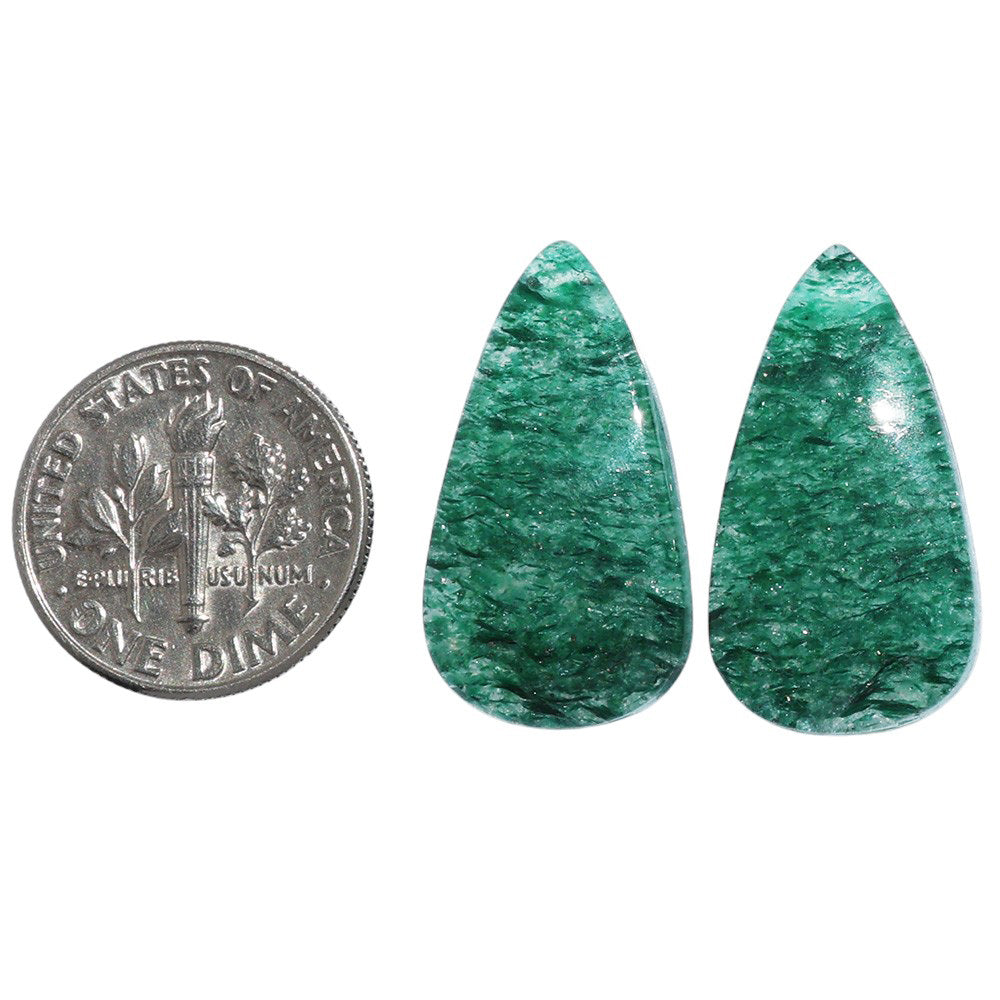 Green Aventurine Pair 13.1x24.1x4 mm Pear Shape Polished Gemstone LS76-07286