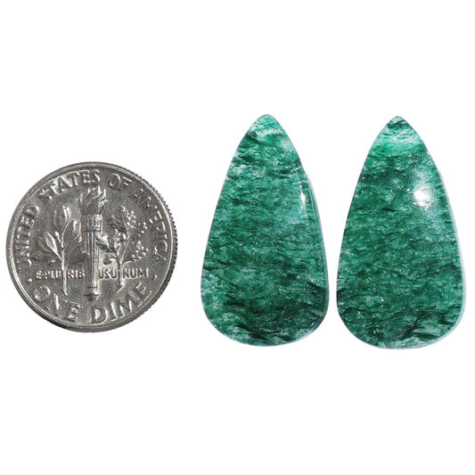 Green Aventurine Pair 13.1x24.1x4 mm Pear Shape Polished Gemstone LS76-07286