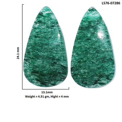 Green Aventurine Pair 13.1x24.1x4 mm Pear Shape Polished Gemstone LS76-07286