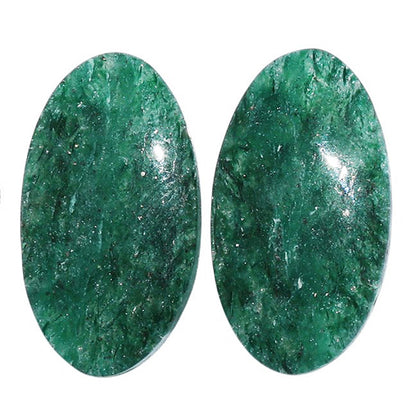 Green Aventurine Pair 14.1x25.8x4.3 mm Oval Shape Polished Gemstone LS76-07287