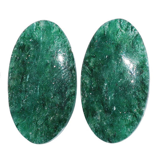 Green Aventurine Pair 14.1x25.8x4.3 mm Oval Shape Polished Gemstone LS76-07287