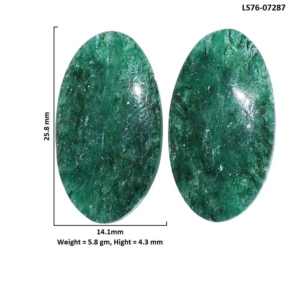 Green Aventurine Pair 14.1x25.8x4.3 mm Oval Shape Polished Gemstone LS76-07287